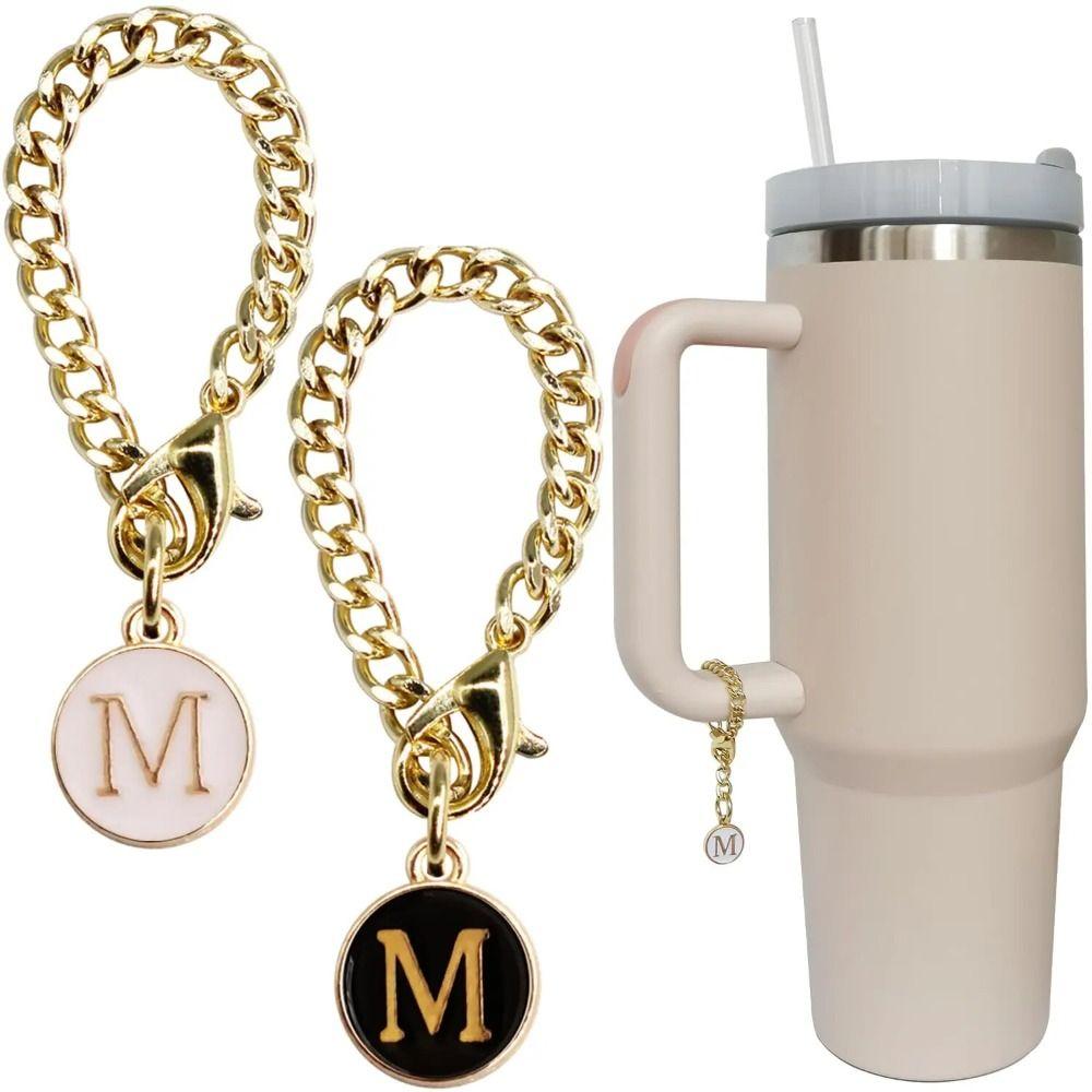 Personalized Water Cup Handle Chain Initial Name Identification Letter Charm Handle Charm Keychain
