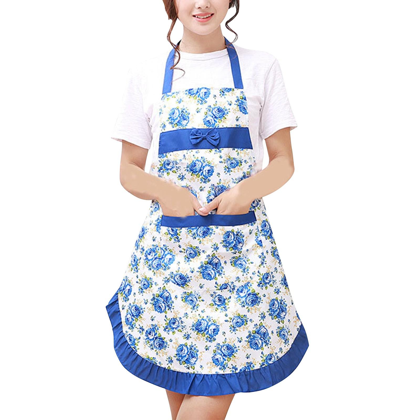 

Женский кухонный фартук с цветочным принтом, карманами и регулируемым поясом, водонепроницаемый женский фартук-нагрудник One Size