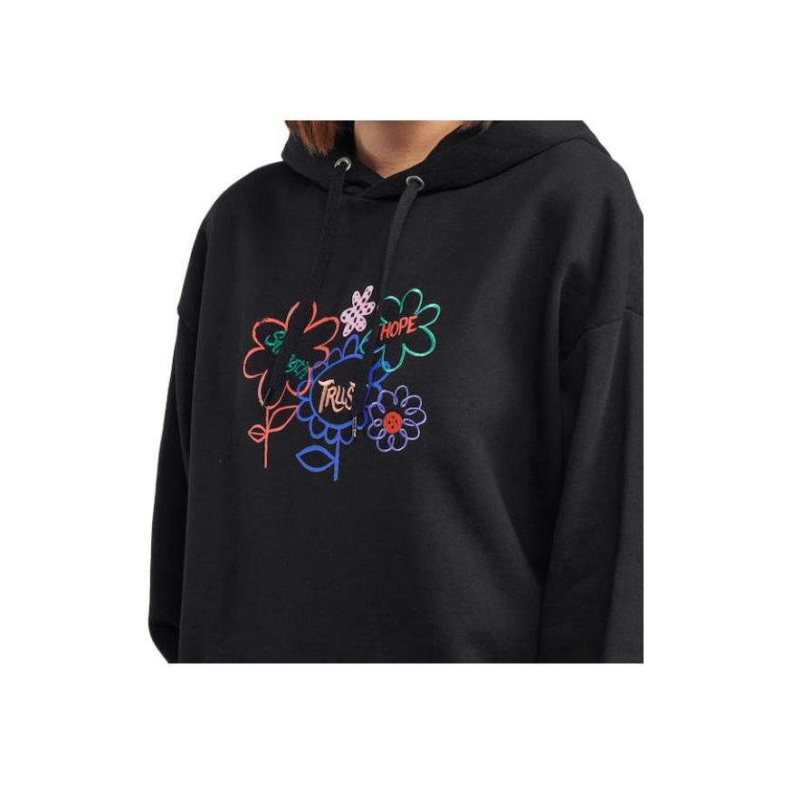 Vans Floral Print Hoodie With Long Sleeves Women Tops Black VN0A5LK2BLK