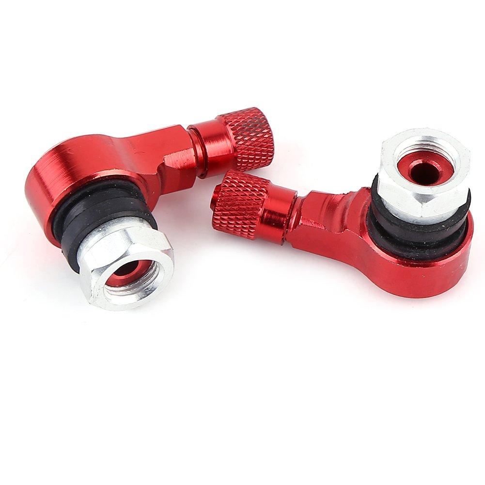 Tire Valve, 2pcs 11.3mm Universal Motorcycle Aluminum Wheel Tire Valve Stem Cap 90 Degree (Valve Stem Extension) (Red)