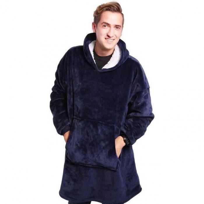 Version Bleu - Hiver Surdimensionné Couverture Avec Manches Femmes Sweat À Capuche Polaire Sweats Chauds Sweat-Shirts Géant Tv Rob