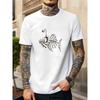 Europäische Größen Trendiges Minimalistisches Herren-T-Shirt mit Seeteufelknochen-Print, Lässiger Vielseitiger Pullover