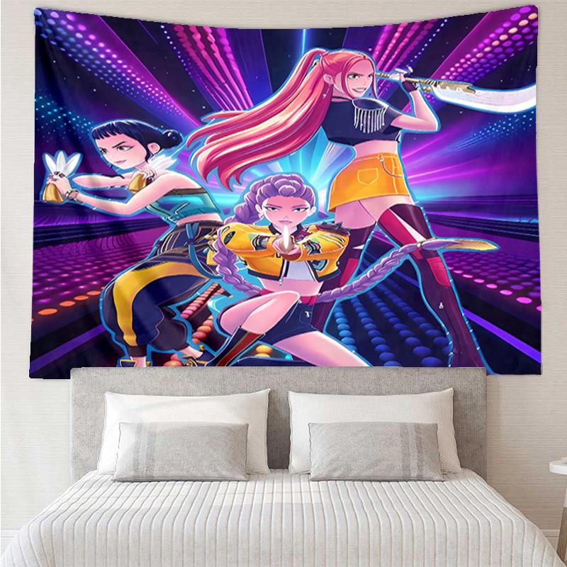 Kpop Hunter Tapestry for Bedroom Aesthetic Classroom Tapestries Wall Hanging for Living Room Dorm Office,Ideal Creative Gift