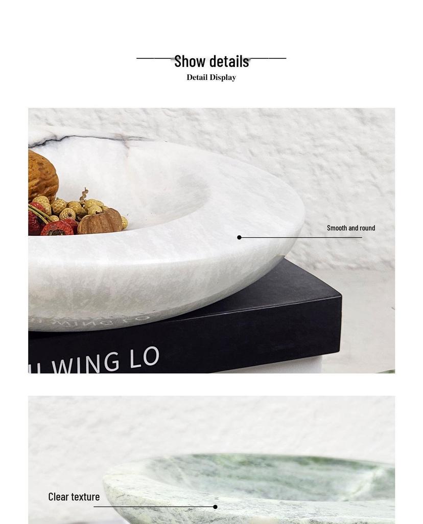 Modern Marble Tray: Elegant Fruit Plate for Living Room, Bedroom, and Coffee Table Decor