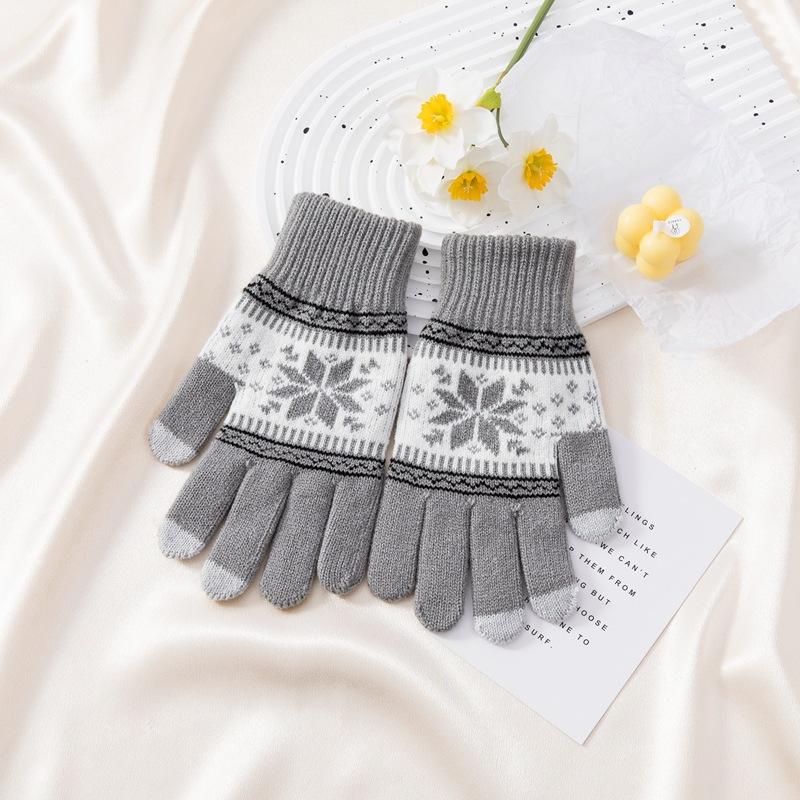 

Холодные и теплые корейские версии вязаных пятипалых сенсорных перчаток average size светло-серый