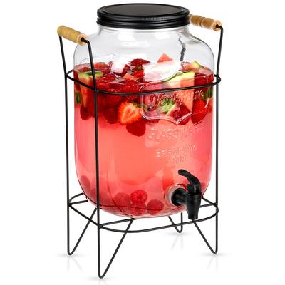 Jar Drinks Large Jar Dispenser Glass with Tap Spigot Stand 8L