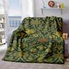 2026 New Arrivals 1pc Contemporary Retro Floral Blanket - Navy Blue And Golden Botanical Pattern, All-Season Soft Durable Fabric, Multi-Purpose Home D
