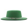 Hat Women's Woolen Top Hat Autumn and Winter Solid Color Retro Gentleman British Style Flat Top Belt Accessories Felt Hat
