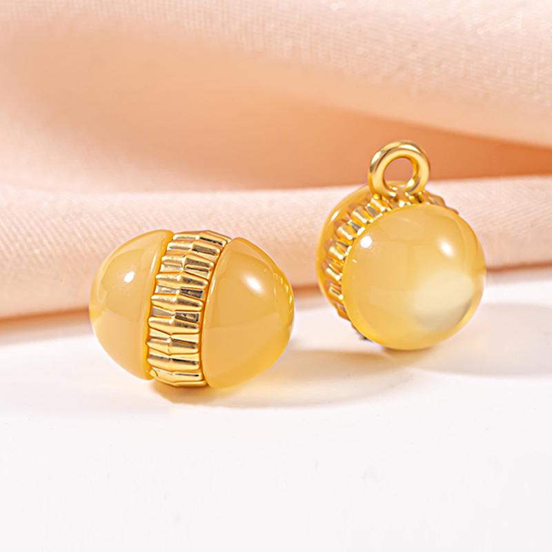 10Pcs Alloy National Style Auxiliary Materials Fashion Colorful Buttons Chinese Style Ellipse Resin Bead