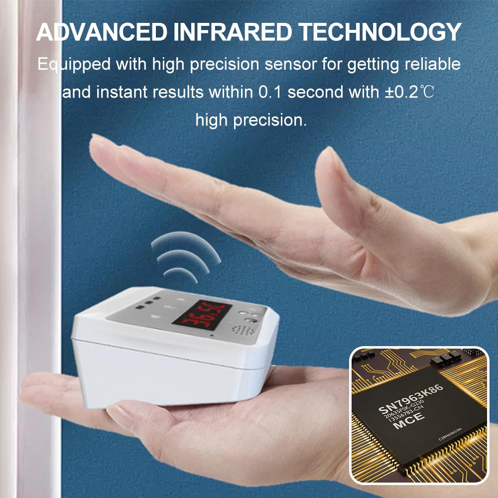 2-in-1 Automatic Digital Thermometer Non-Contact Infrared Temperature Measurement + Time Display