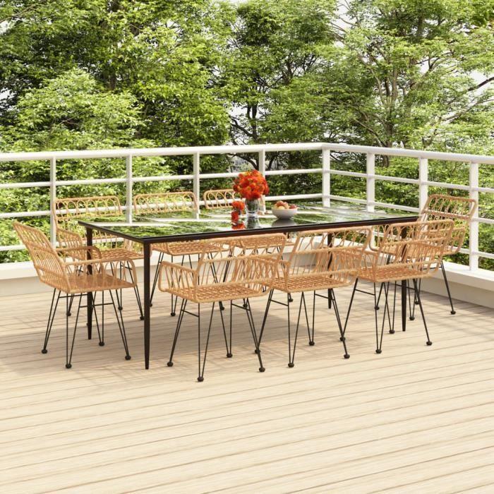 3157851 vidaXL Garden Dining Set 9 Pcs Wicker