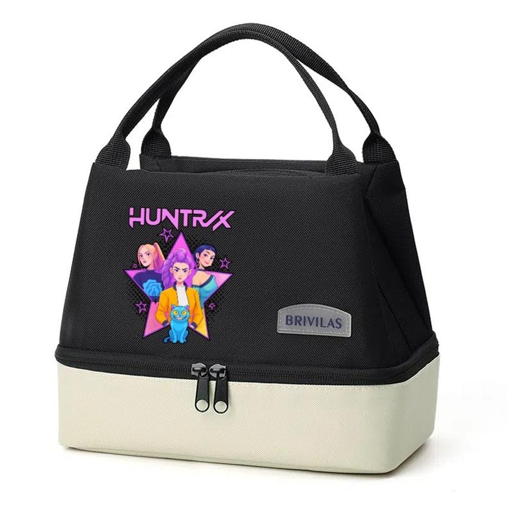 Anime KPop Demon Hunters Färgrik Dubbellager Isolerad Väska Isolerad Matlåda Student Handväska