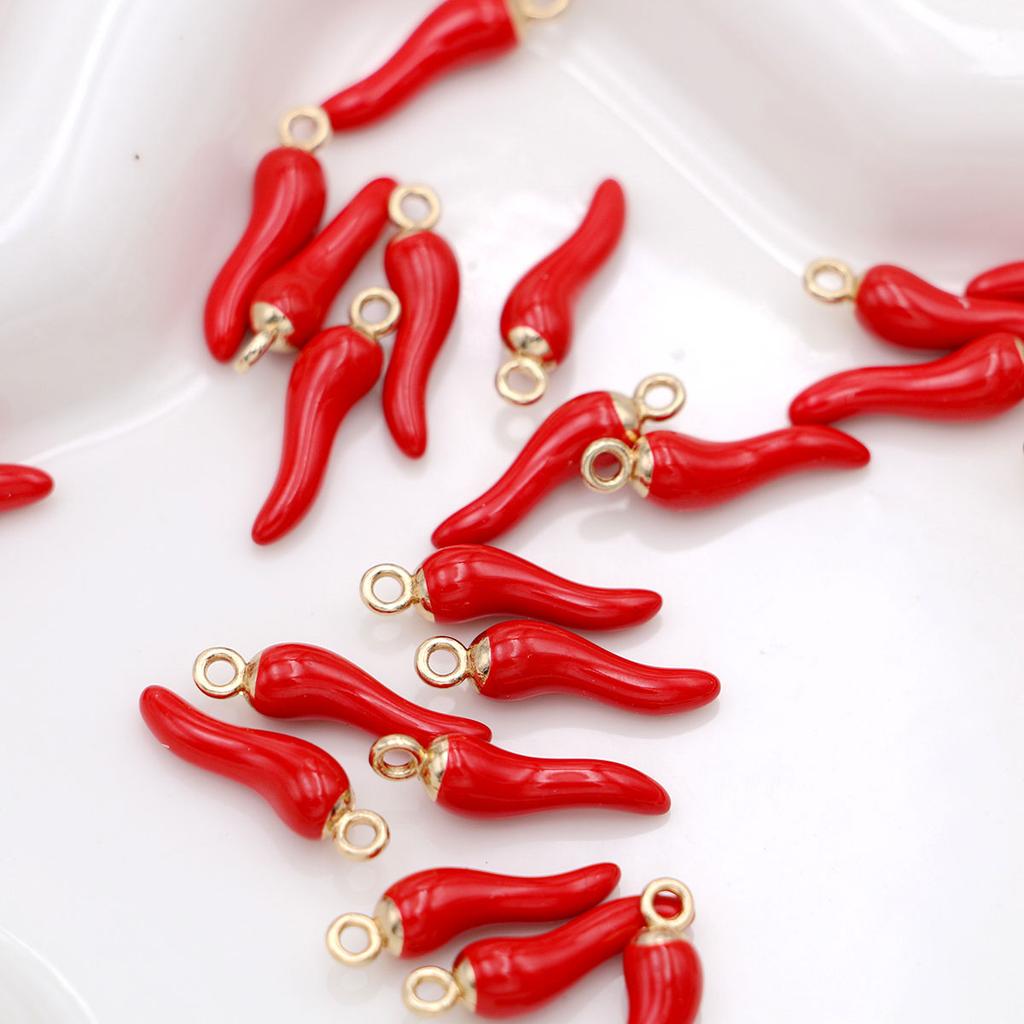 10Pcs Gold Color 3D Red Chili Shaped Charms Pendants For Jewelry Making Diy Handmade Necklace Bracelets Earrings Accessories