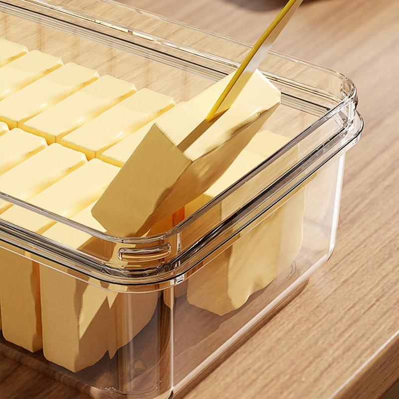 Butterdose Butterbehälter mit Schneider, Klarer Luftdichter Butterschneider für Einfaches Schneiden und Aufbewahren