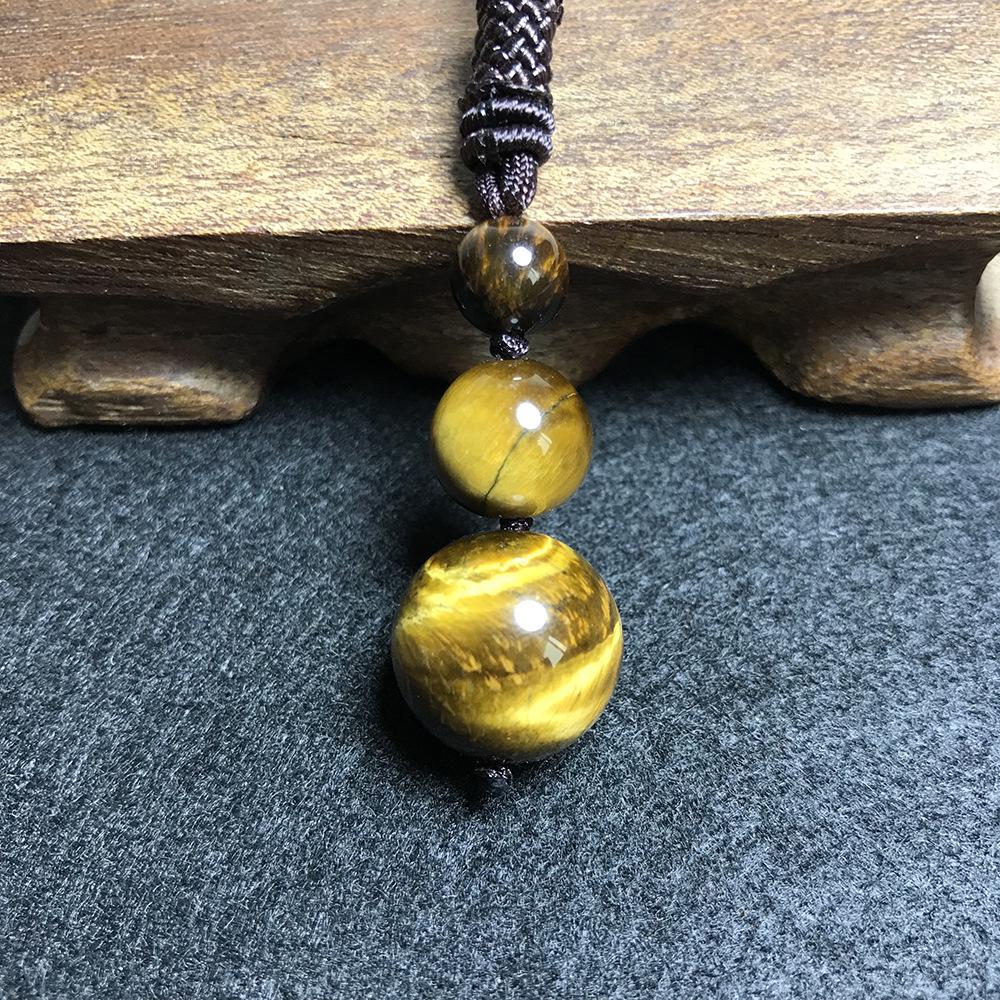 Unisex Agate & Obsidian Necklace: Red Tiger Eye & Silver Pendant, 16MM Stones