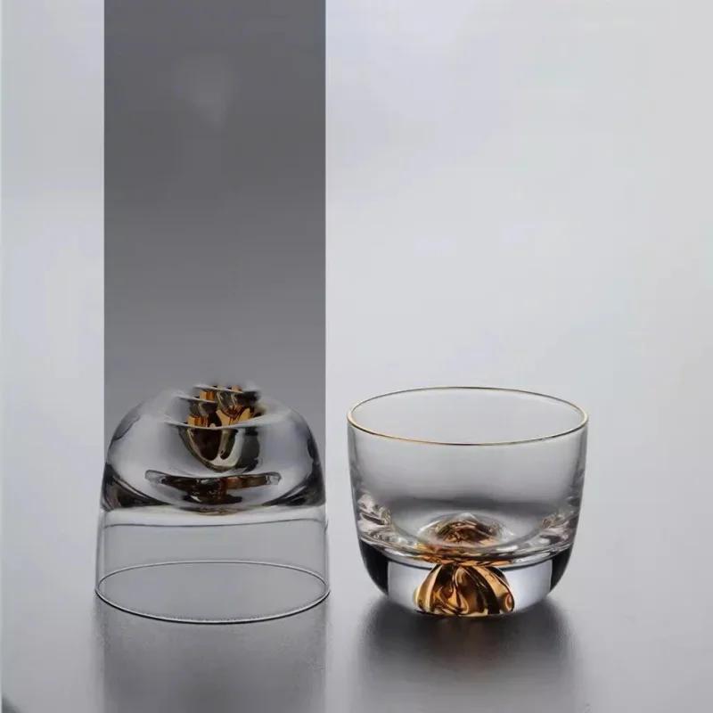 100ml Retro Fuji Mountain Cup Japanese Handmade Tea Cup Japanese Glass Cup Tibetan Mountain Water Glass Whiskey Wine Glass