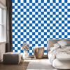 Checkerboard Wallpaper Blue, White and Azure for Living Room and Bedroom 50x1000