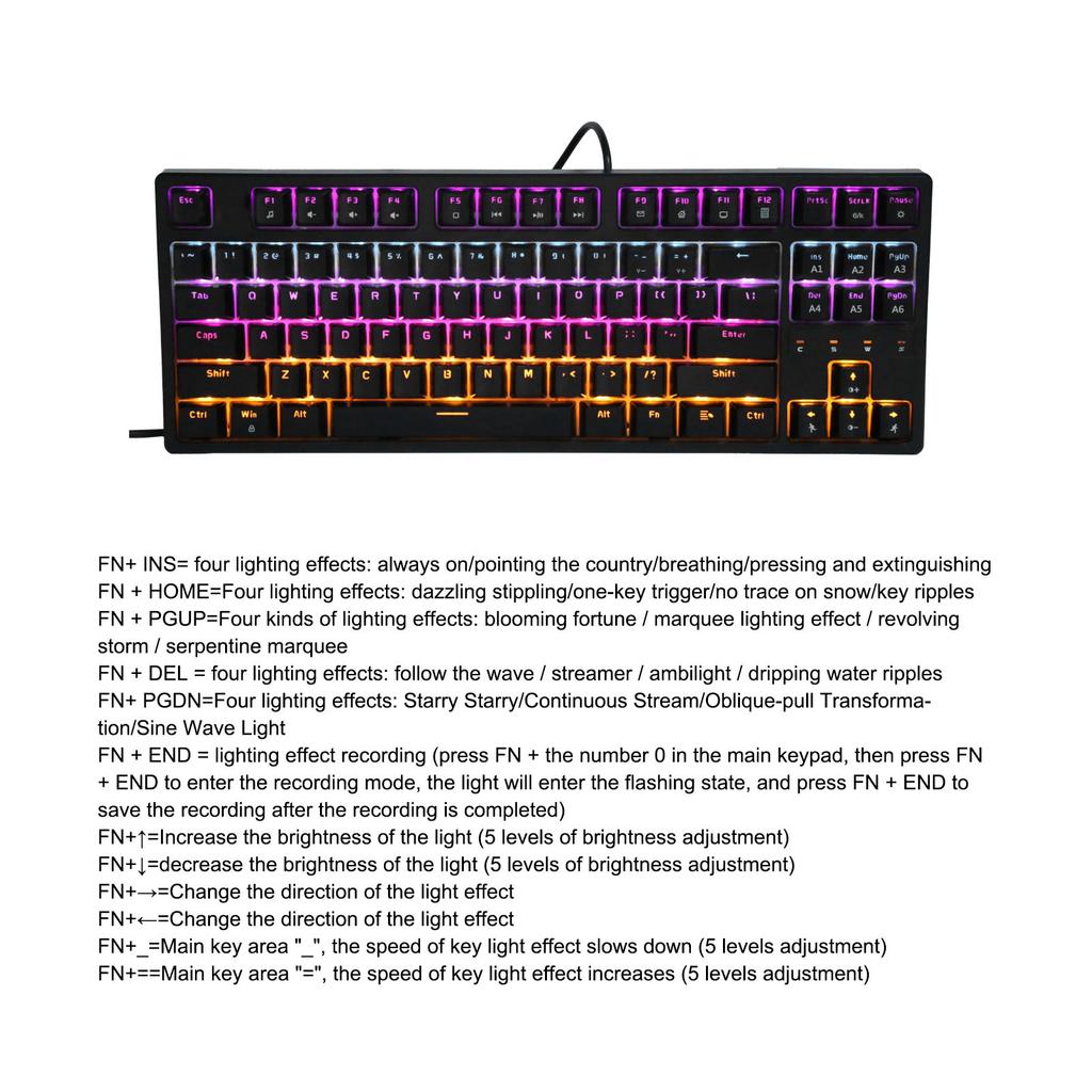 Daidai Computer Keyboard Wired Mechanical Red Shaft 87‑Keys STK130 for Game