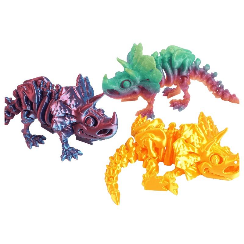 3D Printed Triceratops Rex Figurine – Full Jointed Movable Dinosaur Model, Realistic Desktop Decoration & Birthday Gift