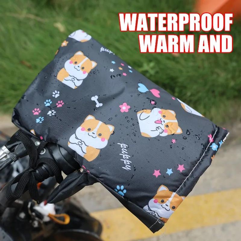 New Motorbike Winter Anti-Cold Keep Warm Gloves Electric Bike Thickened Padded Cotton Handlebar Sleeves Motorcycle Accessories