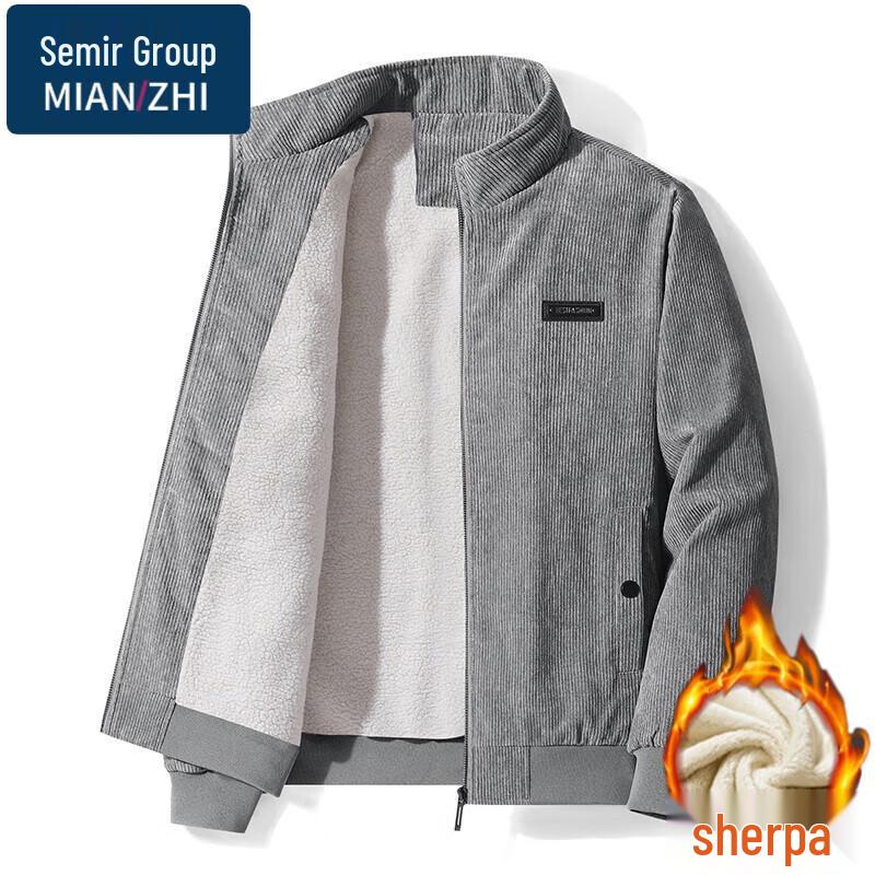 

Men s Lamb Fleece Lined Casual Stand Collar Jacket 5XL