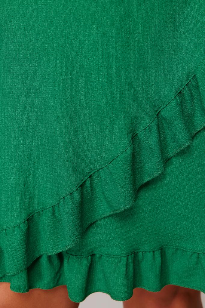 Women's Fashion New Plus Big Size Dress Green Double Breasted Flounce Knitted Dress Double Breasted Flounced Mini Knitted Dress