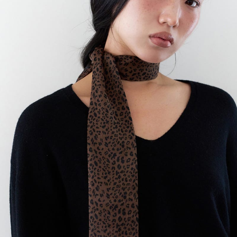 Geegee Brown Leopard Silky Scarf