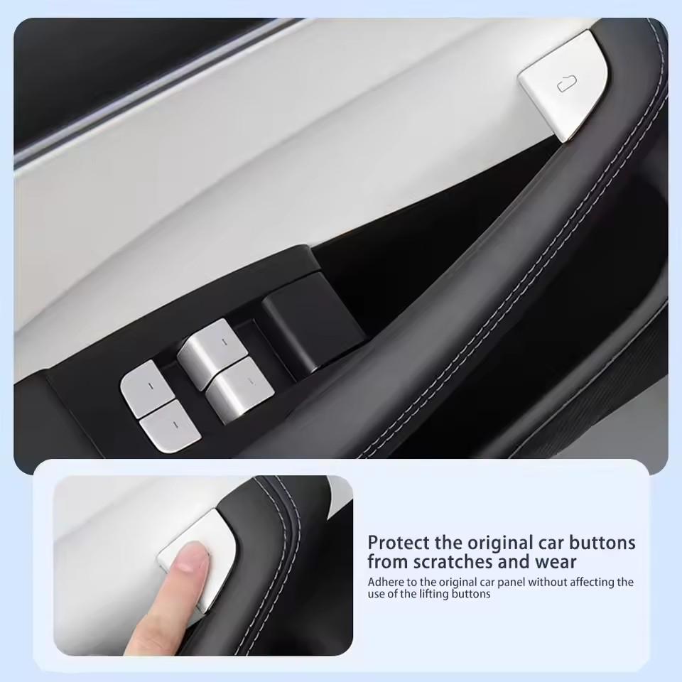 For Tesla Model 3 Highland/Model Y Juniper (2025 Launch) - 4X Car Open Door Button Stickers, Handle Cover & Interior Protection