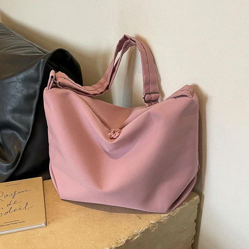 Große Kapazität Nylon Volltonfarbe Reißverschluss Umhängetasche Mode Lässig Schultertasche Weiche Einfache Beliebte Handtasche