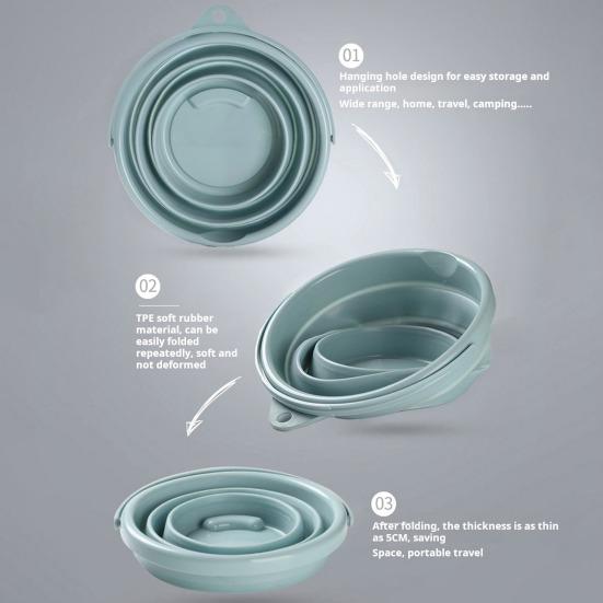 5/10L Outdoor Folding Bucket Great Load Bearing Handle Leakproof Thick Collapsible Space-saving Hanging