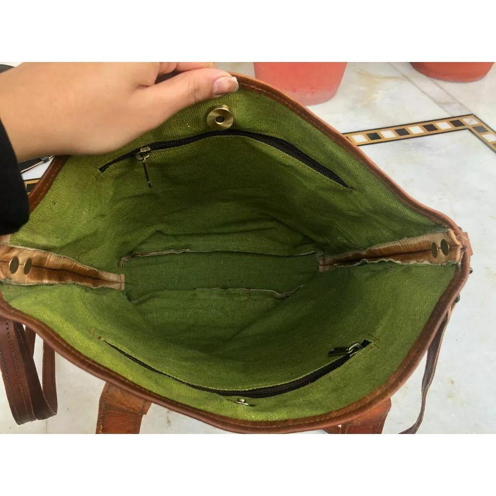 Genuine Roomy Goat Leather Tote Shopping Handmade Bag 14" Women's