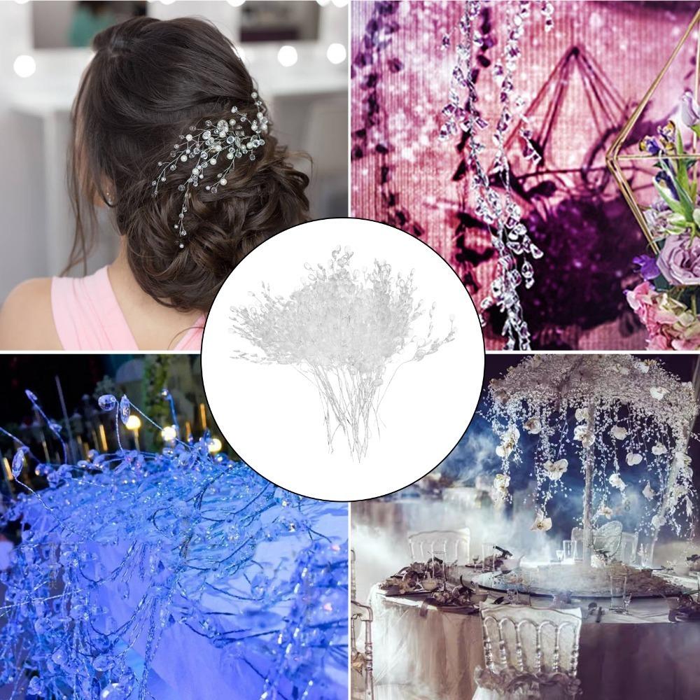 50pcs Acrylic Bead Drop Crystal Bud Branches Beaded String Floral Picks  Home Decoration