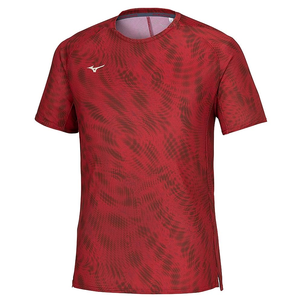 Mizuno Dry Aeroflow Short Sleeve Training Highly Breathable and Salsa Size M Men's T-Shirt, Material, Sweat-Wicking Quick-Drying, Red, (32MAB020)