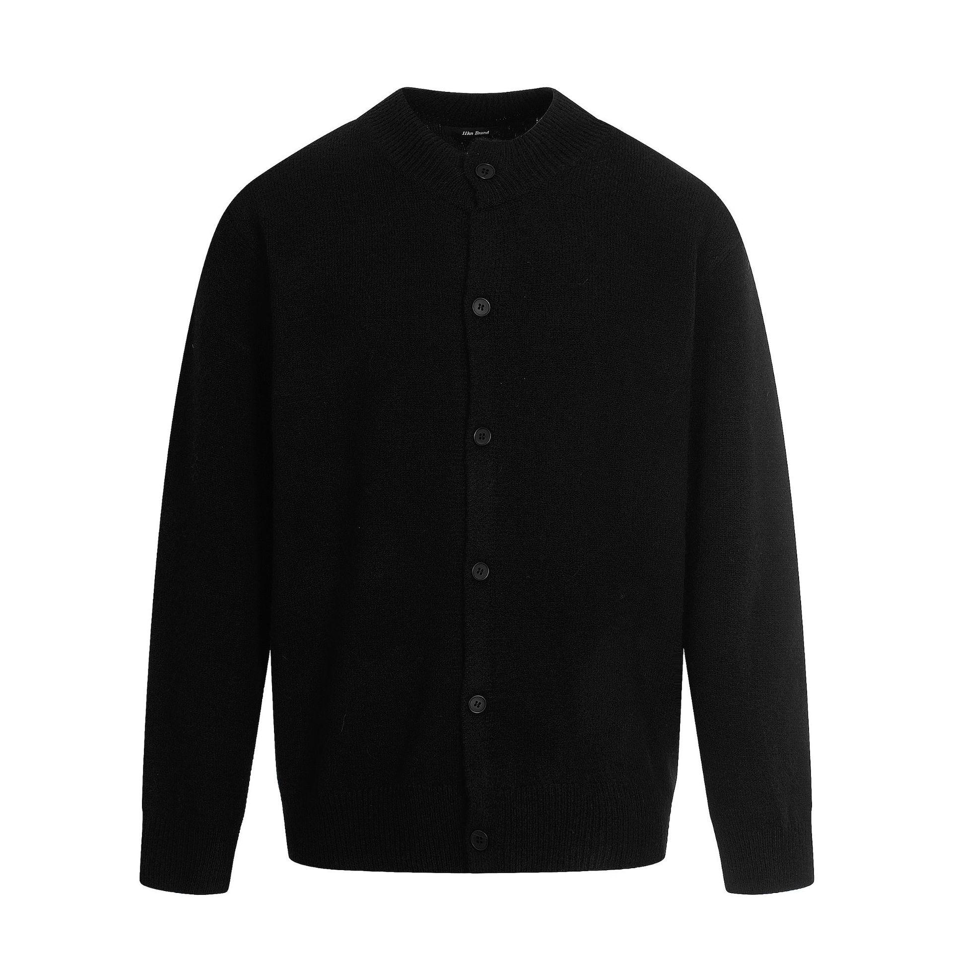 

11KN Retro Round Neck Unisex Sweater: Loose, Lazy Style Solid Color Button-Up Cardigan Knitwear. L