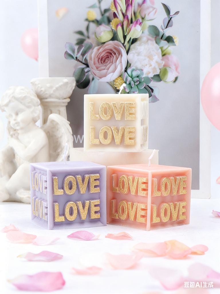Love Slogan 3D Candle Mold Silicone Soap DIY Handmade Tool Alphabet Letter Pillar Silicone Resin Mould Gifts