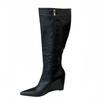European and American Pointed Boots Women's 2025 Autumn New Big Tube Circumference Thin Straight Pants Tube Boots Wedge Heel Knight Boots