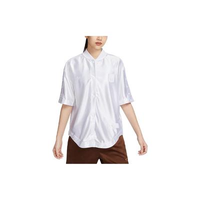 Sportbekleidung Einfarbig Baseballkragen Kurzarmhemd Damen Tops Weiß FQ0700-100