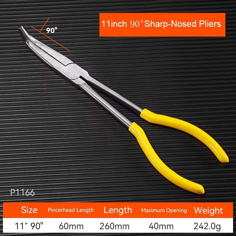 11inch Extra Long Nose Pliers Straight Bent Tip Mechanic Equipment Hand Removal Tool Spanner Clips Auto Care Kit Car Accessories