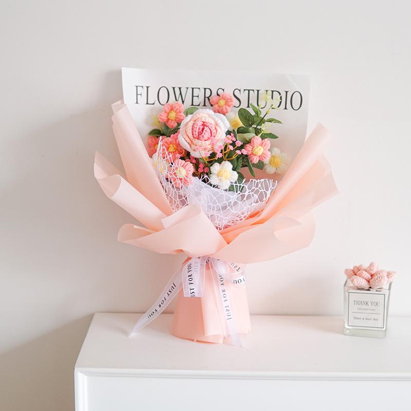 Artificial Crochet Flower Graduation Bouquet Hand-Knitted Bouquet Wedding Gifts For Guests Valentine'S Day Birthday Party Gifts