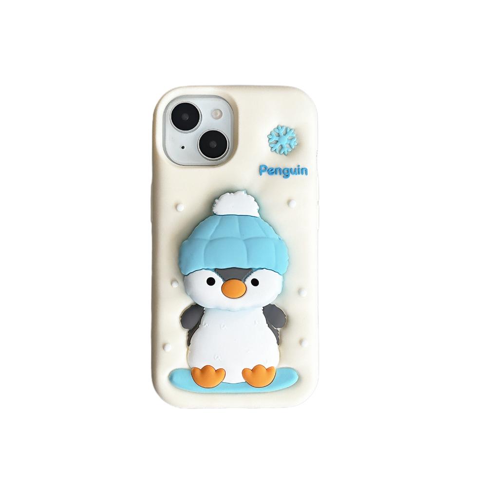 

Для iPhone 16 Pro Max 15 14 13 12 Pro Max Милий 3D Мультяшний Пінгвін Сніг Силіконовий Захоплення Tok Стійка Тримач Чохол для Телефону М яке Покриття Y2k iPhone 13 Pro бежевий