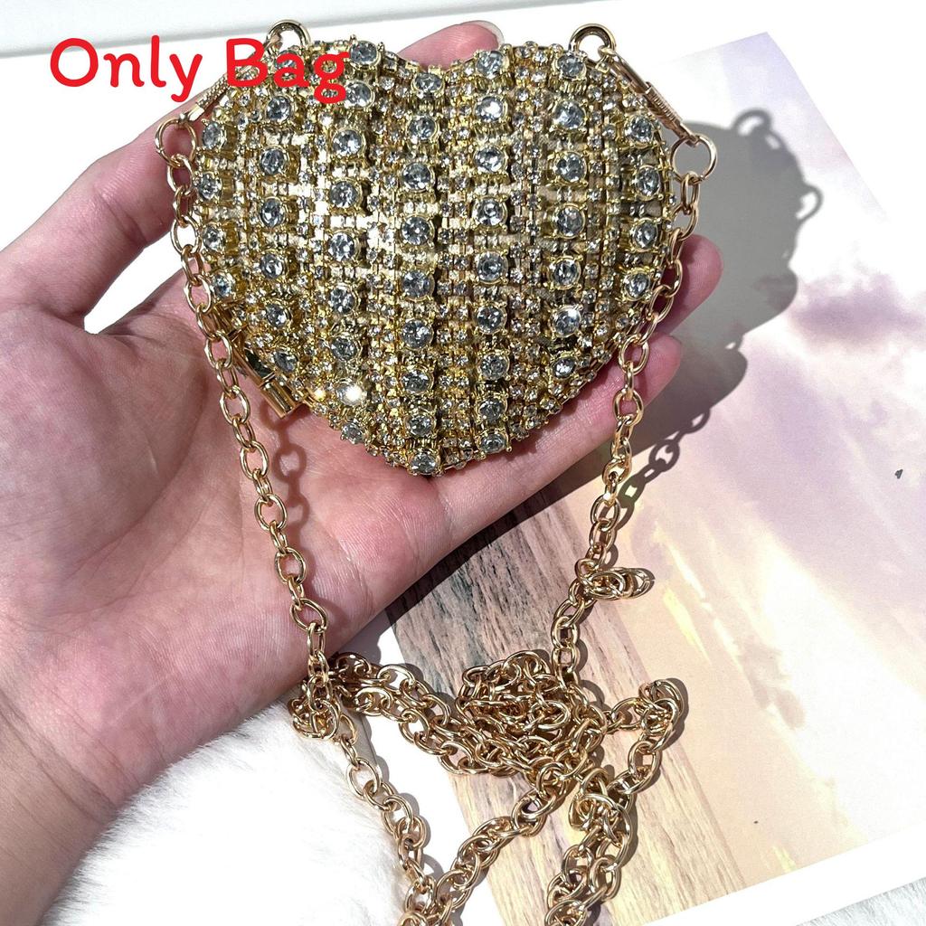 Mini Borsa a Mano a Forma di Cuore d'Amore con Decorazioni di Diamanti Acqua Scintillante per Uso Quotidiano