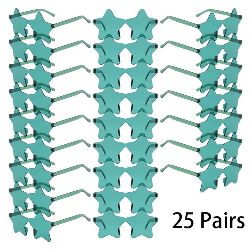 25 Pairs Rimless Star Shaped Sunglasses Men Fashion Cute Candy Color Beach Vacation Decor Shades Women Trendy Rave Sun Glasses