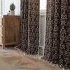 Living Room Bedroom Curtains Black Jacquard Flower Fringe Curtain Finished Kitchen Valance Bay Window Semi-shading Decoration