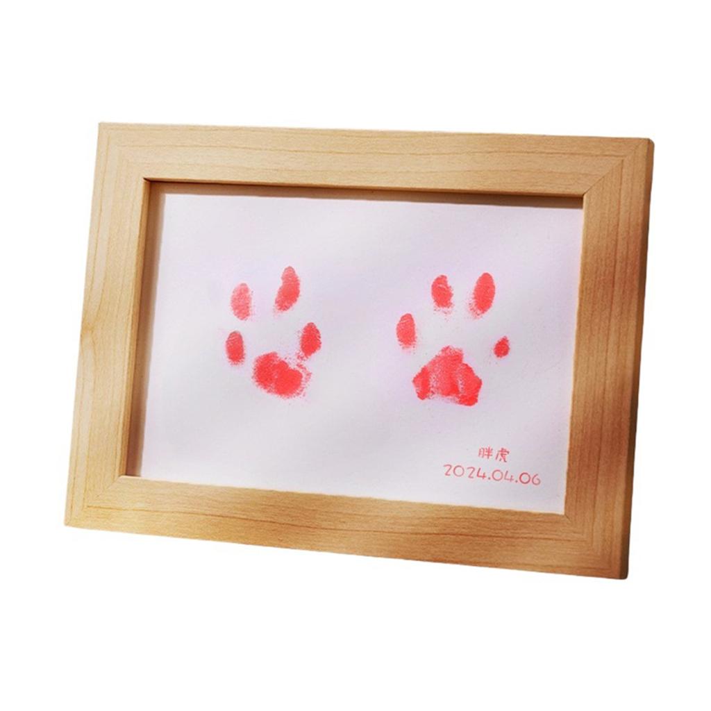 Print Frame & Ink Pads Kit,Dog Or Cat Print Kit,2 No Mess Ink Pads For Pet,Print Pad For Dogs,Wooden Pet Memorial Frame,Personalized Pet 1ml