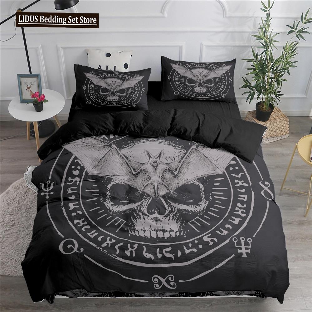 Halloween Duvet Cover Set Flying Vampire Bedding Set Bats Witchcraft Magic Polyester Comforter Cover King Size For Boys Girls