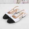 Women's Shoes Low Heel Rear Empty Bag Head Sandals Flat High Heel Color Matching Thick Heel Single Shoes Middle Heel