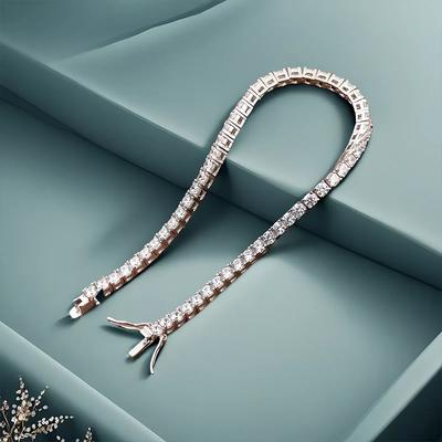 4mm Náramek ze stříbra 925 s moissanitem 3mm D VVS1 Diamant s GRA pro ženy Jiskřivý Svatební Večírek Jemné Šperky