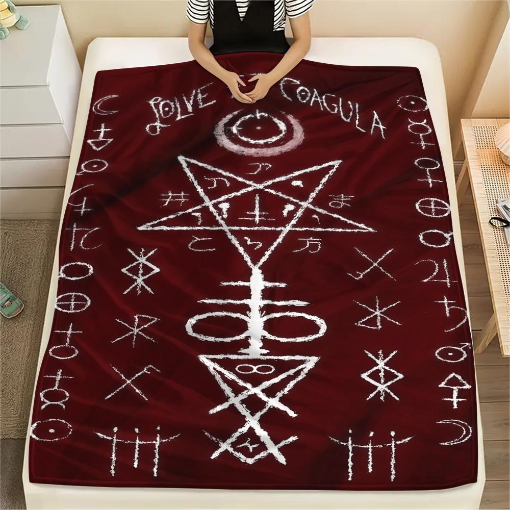1 Stück Flannelldecke mit Satansymbol-Aufdruck, Hohe Qualität für alle Jahreszeiten, Heimdekoration, Wärme und Komfort, Perfekt für Weihnachtsgeschenke
