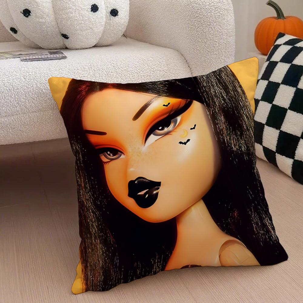 Stylish American Fashion Doll BBratz Cushion Cover Throw Pillow Cover Hidden Button Durable Polyester Chair Cushion