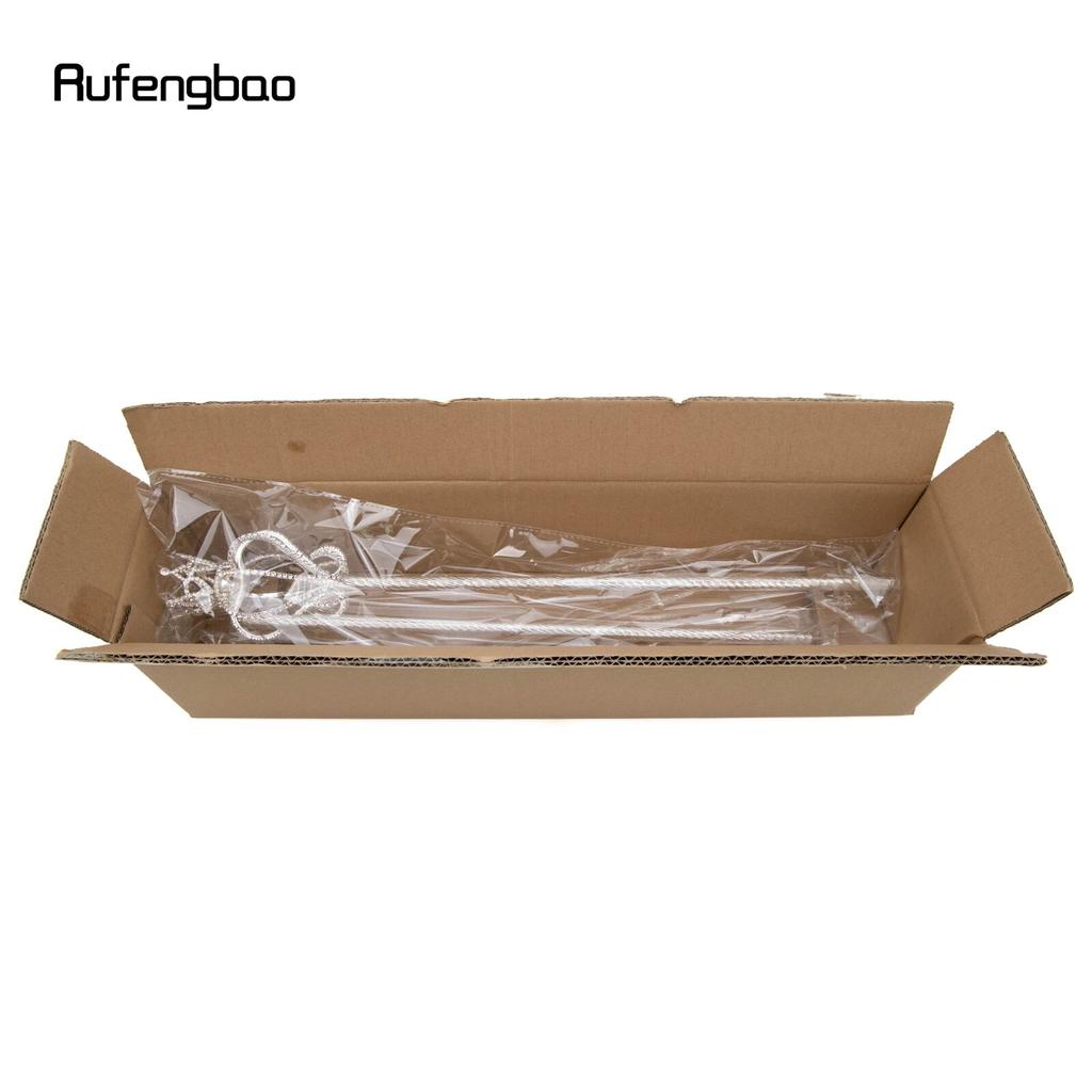 White Alloy Fairy Crown Wands for Girls Princess Wands for Kids Angel Wand for Party Cosplay Costume Wedding Birthday Party 91cm